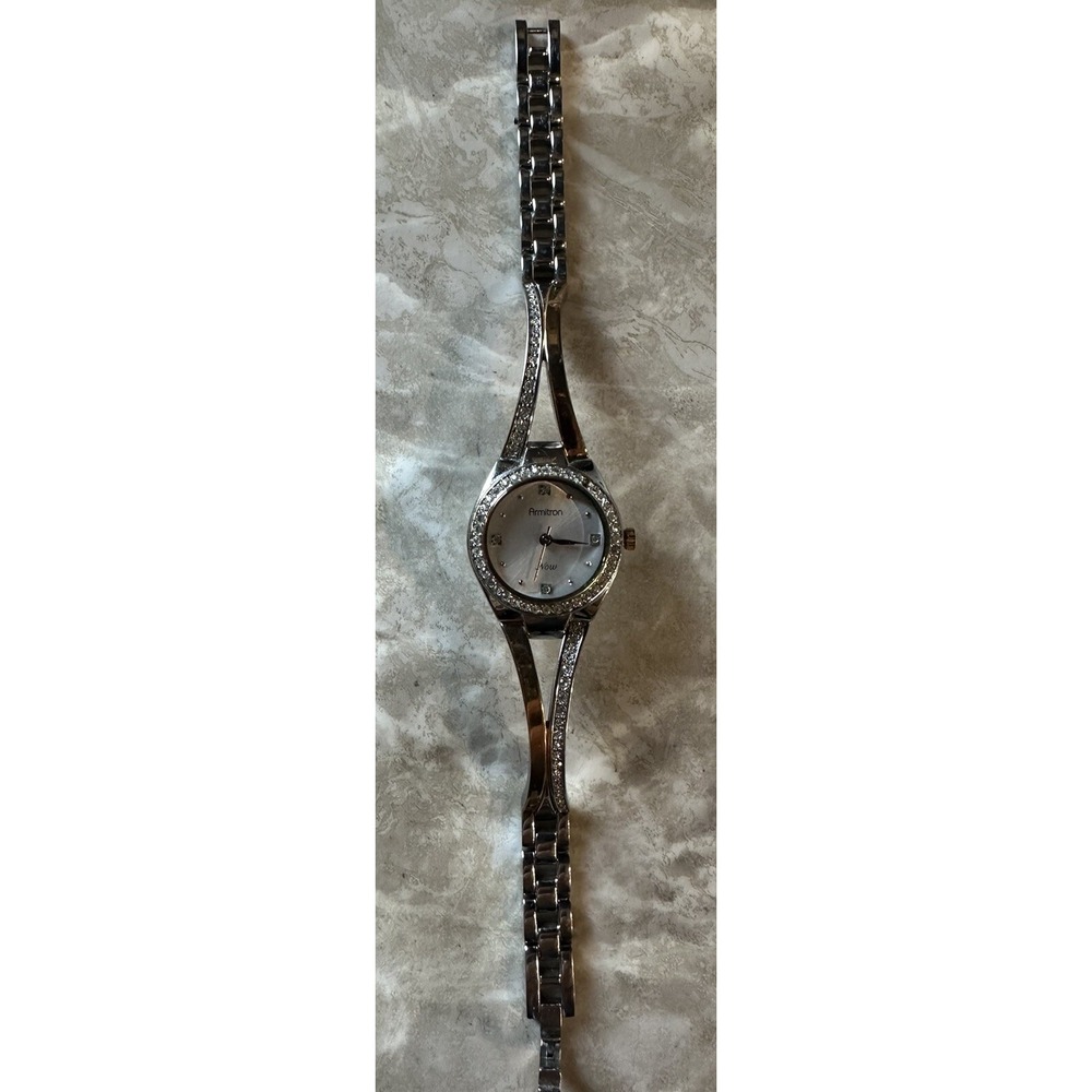 Armitron Now Women 75/3975TR New Battery Swarovski Crystal Rosegold/SilverTone A - Picture 2 of 7